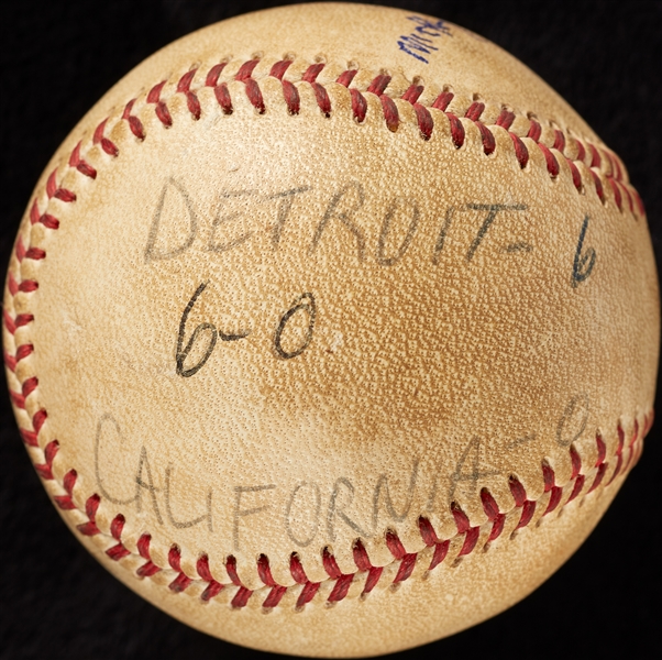Mickey Lolich Career Win No. 80 Final Out Game-Used Baseball (9/9/1968) (BAS) (Lolich LOA)