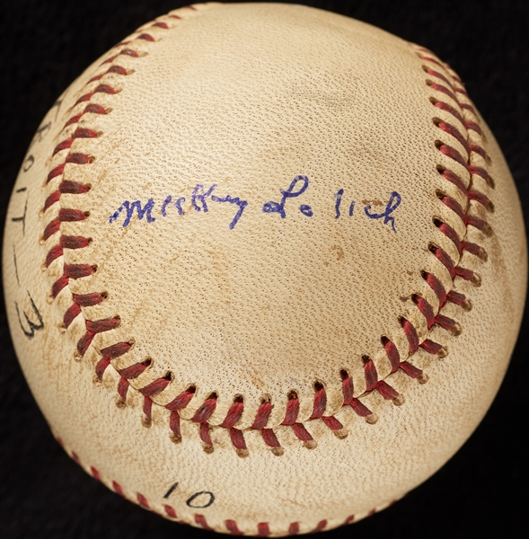 Mickey Lolich Career Win No. 93 Final Out Game-Used Baseball (6/29/1969) (BAS) (Lolich LOA)