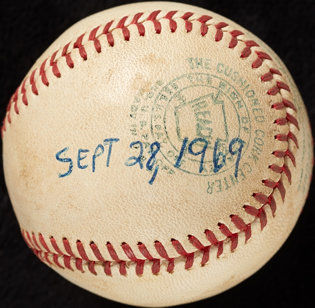 Mickey Lolich Career Win No. 102 Final Out Game-Used Baseball (9/28/1969) (BAS) (Lolich LOA)
