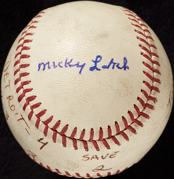 Mickey Lolich Career Save No. 2 Final Out Game-Used Baseball (6/6/1964) (BAS) (Lolich LOA)