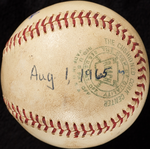Mickey Lolich Career Save No. 5 Final Out Game-Used Baseball (8/1/1965) (BAS) (Lolich LOA)