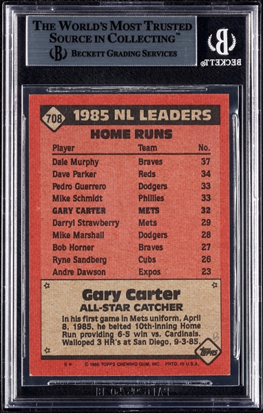 Gary Carter Signed 1986 Topps No. 708 (BAS)