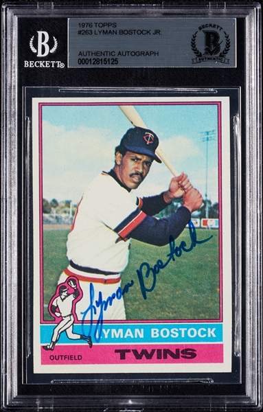Lyman Bostock Signed 1976 Topps RC No. 263 (BAS)