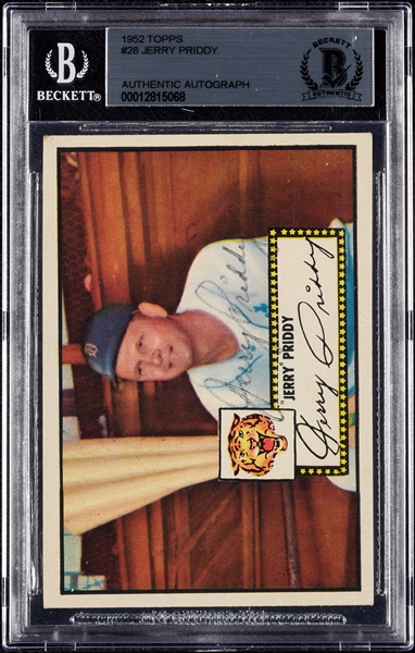 Jerry Priddy Signed 1952 Topps No. 28 (BAS)