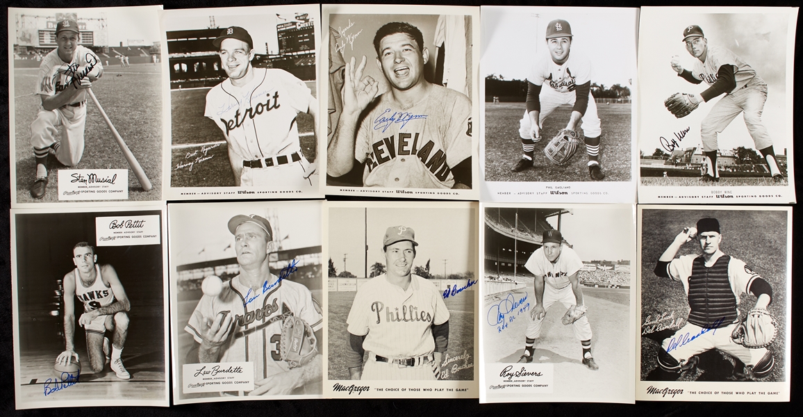 Signed Rawlings, Wilson, MacGregor Advisory Staff 8x10 Photo Group with Musial, Kuenn (10)
