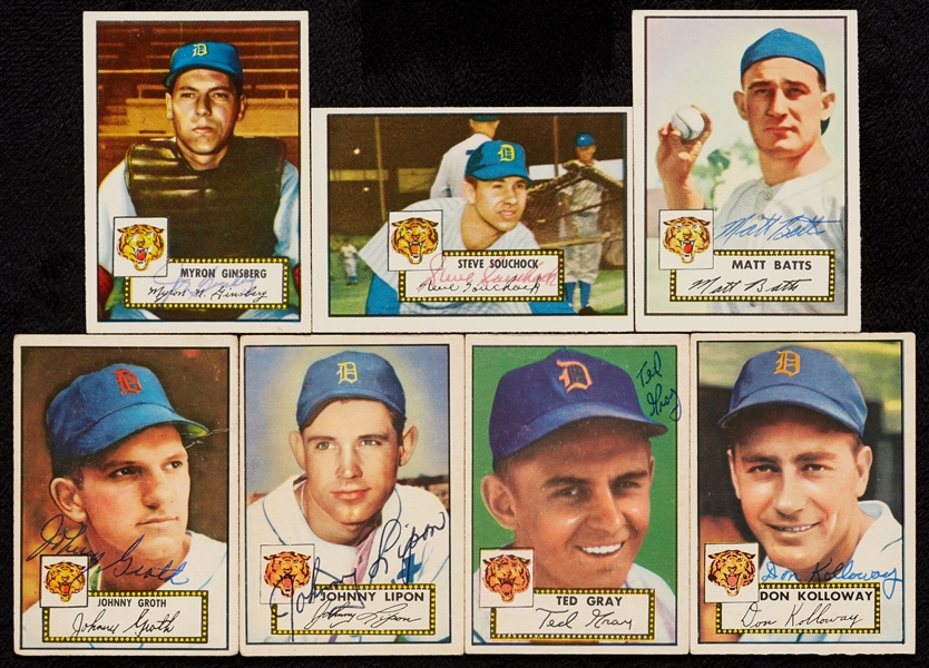 Detroit Tigers Signed 1952 Topps Group (13)