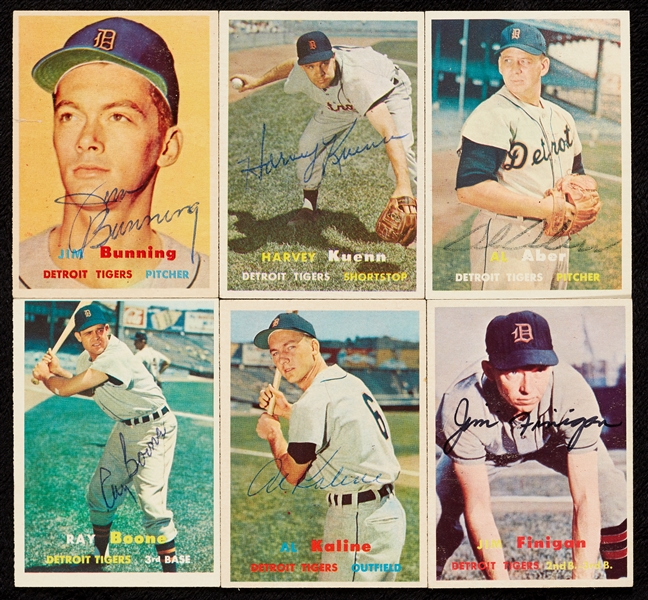 Detroit Tigers Signed 1957 Topps with Kaline, Bunning RC (21)