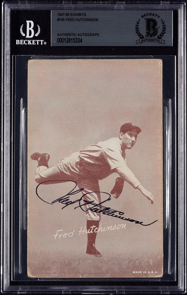 Fred Hutchinson Signed Exhibit Card (BAS)