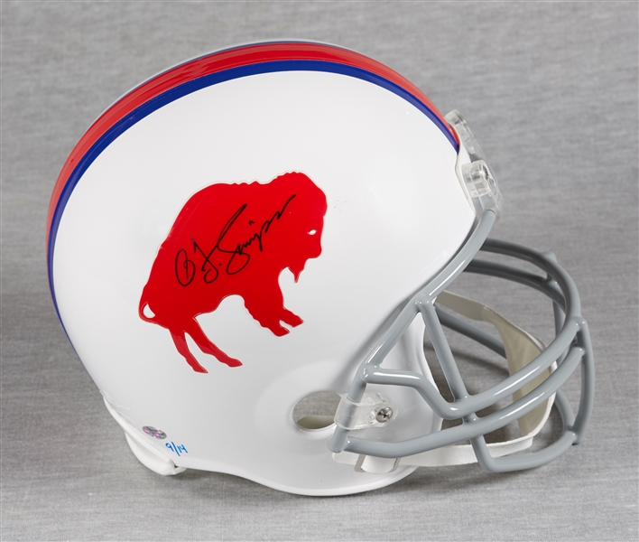 OJ Simpson & Johnny Cochran Signed Bills Throwback Full-Size Helmet (9/14) (JSA)
