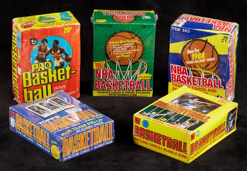 1978-88 Topps and Fleer Basketball Empty Wax Boxes (5)