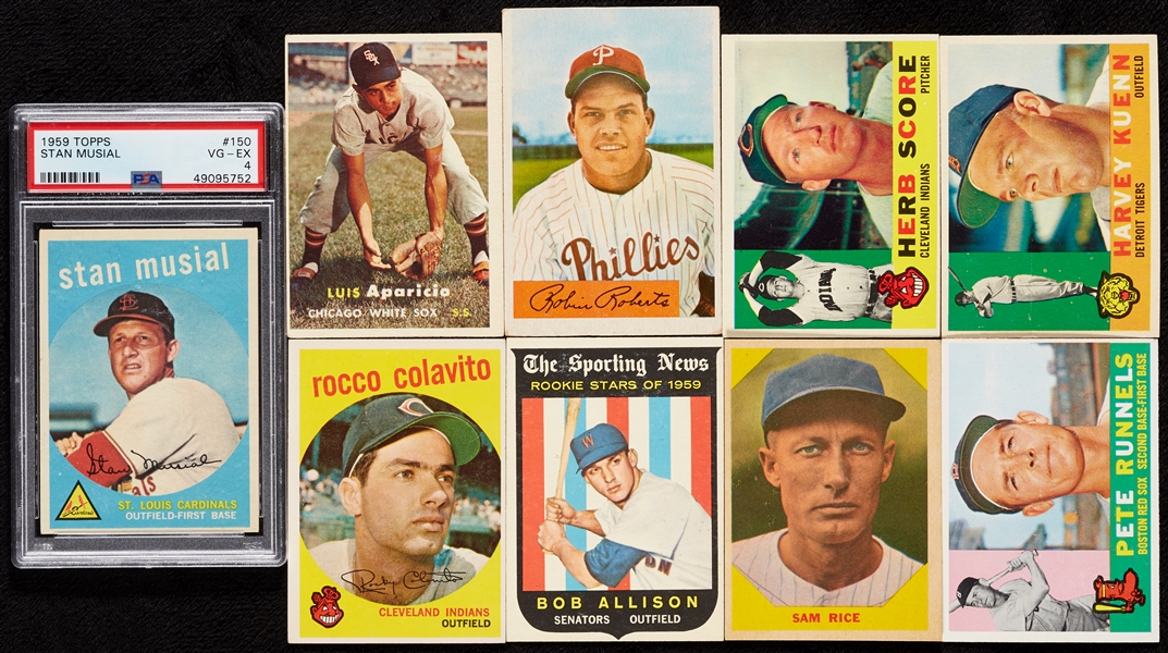 1954-60 Topps Baseball Group, Six HOFers, 1959 Musial PSA 4 (52)