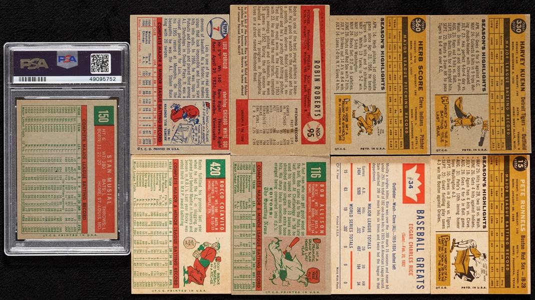 1954-60 Topps Baseball Group, Six HOFers, 1959 Musial PSA 4 (52)
