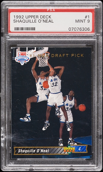 1992 Upper Deck Shaquille O'Neal RC No. 1 PSA 9