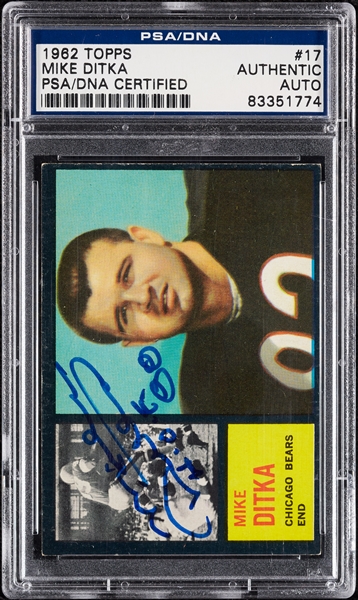 Mike Ditka Signed 1962 Topps RC No. 17 (PSA/DNA)