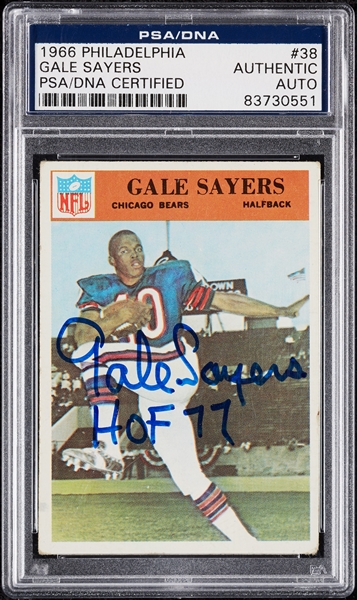 Gale Sayers Signed 1966 Philadelphia RC No. 38 (PSA/DNA)