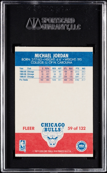 1987 Fleer Michael Jordan No. 59 SGC 7