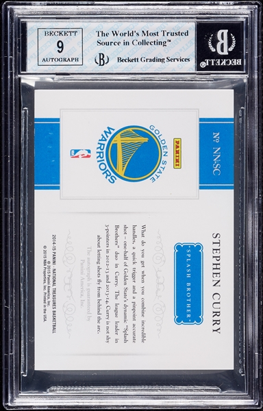 2014 National Treasures Stephen Curry Notable Nicknames Gold Proof 2017 National (1/1) BGS 6.5 (AUTO 9)