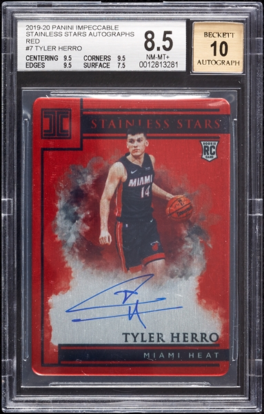 2019 Panini Impeccable Tyler Herro Stainless Autographs Red (57/60) BGS 8.5 (AUTO 10)