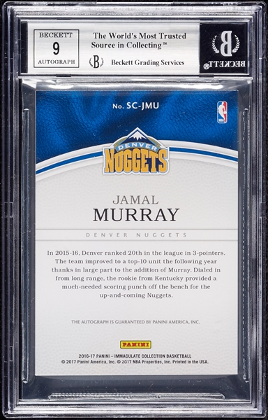 2016 Immaculate Jamal Murray Scripts Gold (6/10) BGS 8.5 (AUTO 9)