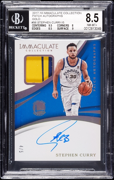 2017 Immaculate Stephen Curry Patch Autos Gold (4/5) BGS 8.5 (AUTO 10)