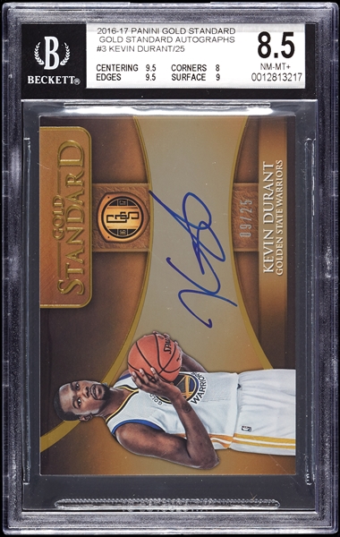 2016 Panini Gold Standard Kevin Durant Gold Standard Autos (9/25) BGS 8.5 (AUTO 10)