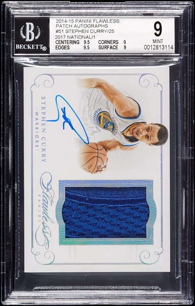 2014 Panini Flawless Stephen Curry Patch Autographs National (1/1) BGS 9 (AUTO 10)