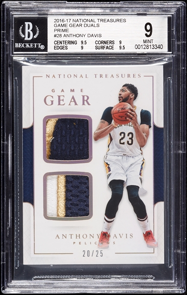 2016 National Treasures Anthony Davis Game Gear Duals Prime (20/25) BGS 9