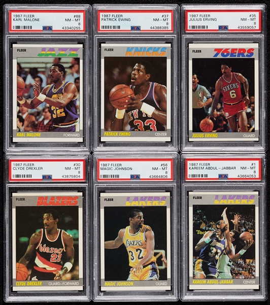 1987 Fleer Basketball Complete PSA 8 or Higher Set with Stickers - No. 29 on PSA Registry