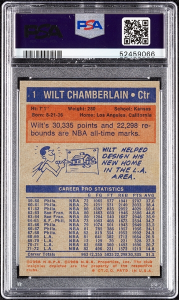 1972 Topps Wilt Chamberlain No. 1 PSA 6