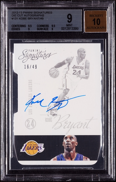 2012-13 Panini Signatures Kobe Bryant Die-Cut Autographs (16/49) BGS 9 (AUTO 10)