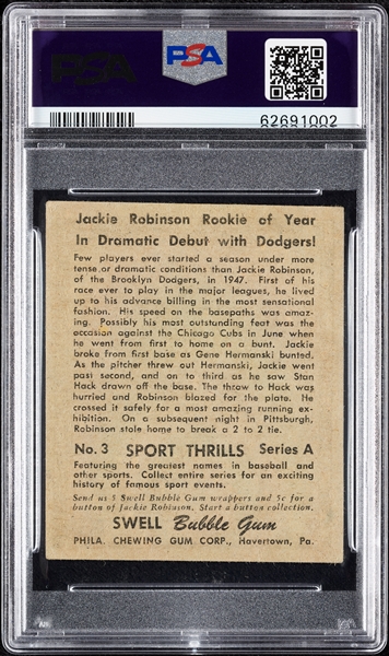 1948 Swell Jackie Robinson Dramatic Debut No. 3 PSA 4