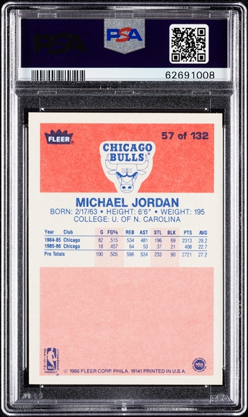 1986 Fleer Michael Jordan RC No. 57 PSA 7