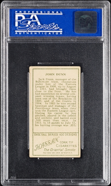 1911 T205 Gold Borders Jack Dunn PSA 5