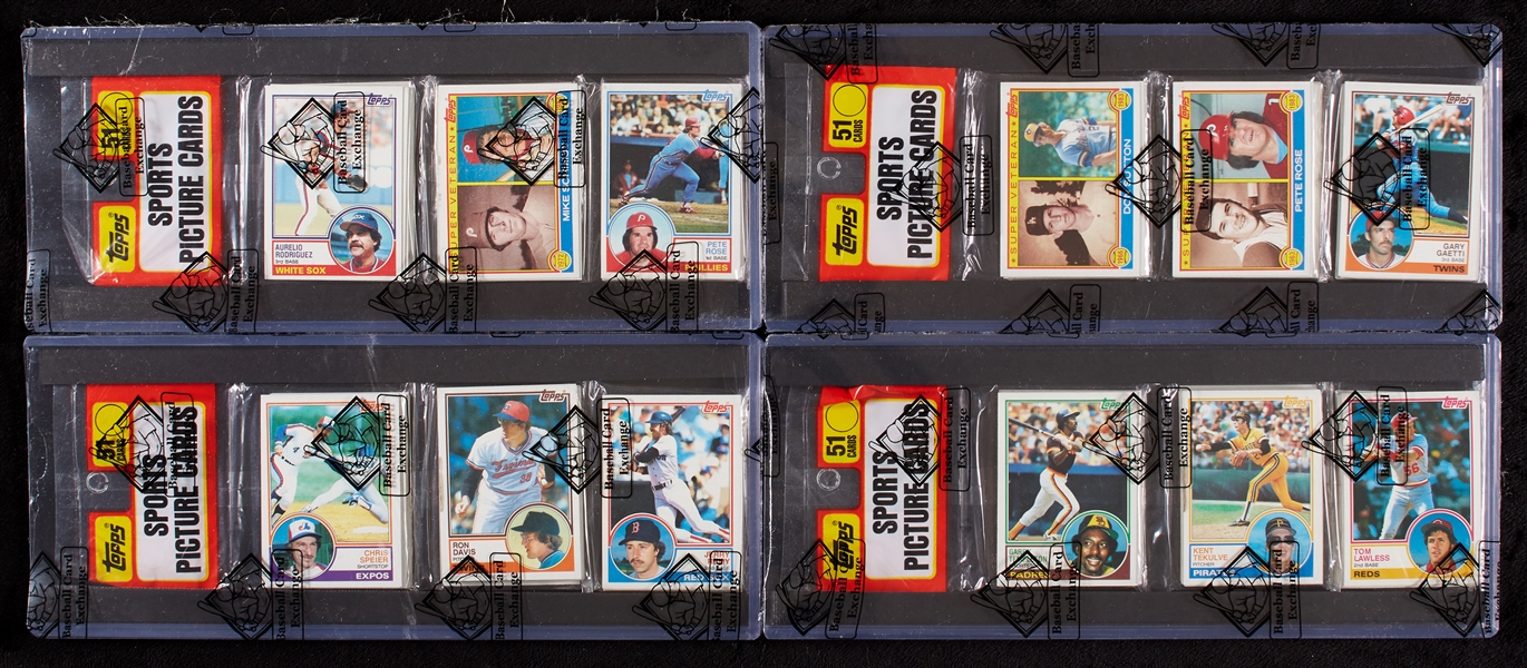 1983 Topps Baseball Rack Pack Group with Pete Rose Showing (4) (BBCE)