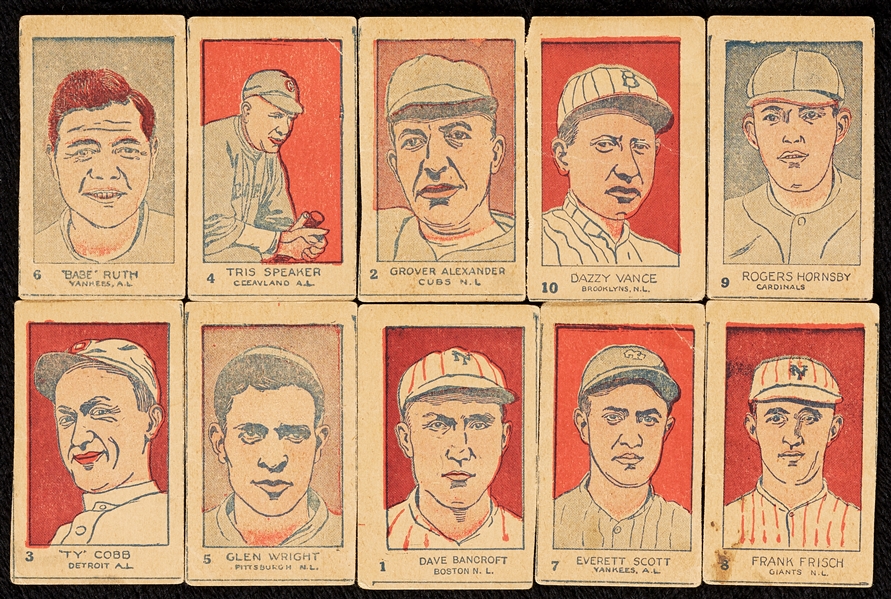 1926-27 W512 Strip Cards With Ruth, Cobb, Alexander, Hornsby (10)