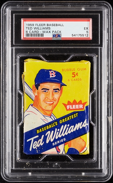 1959 Fleer Ted Williams 6-Card Wax Pack (Graded PSA 5)