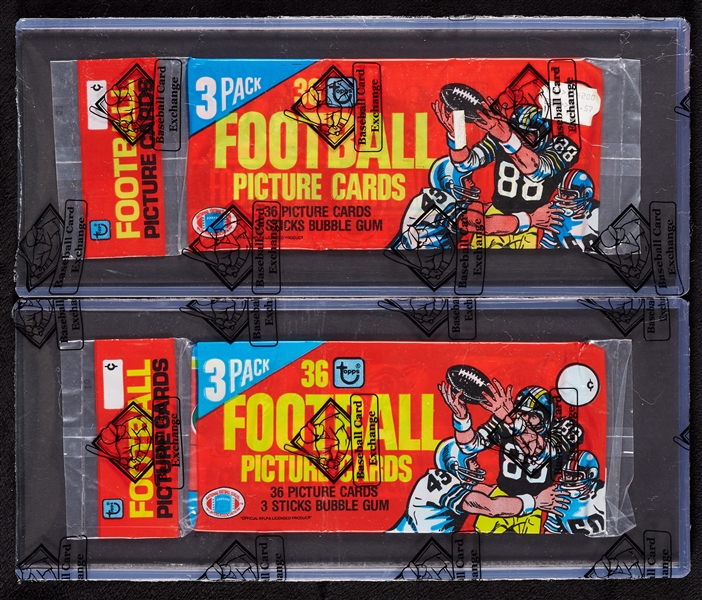 1980 Topps Football Wax Grocery Rack Pack Pair - One with 1979 Wrappers (2) (BBCE)