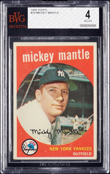 1959 Topps Mickey Mantle No. 10 BVG 4