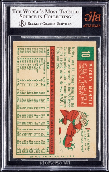1959 Topps Mickey Mantle No. 10 BVG 4