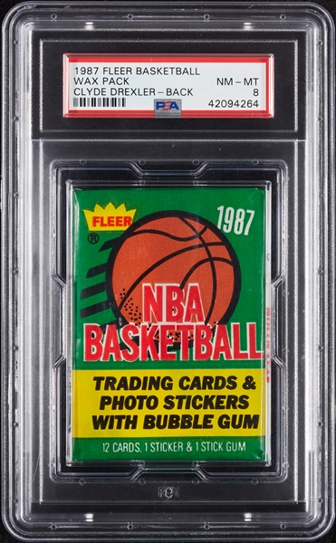 1987 Fleer Basketball Wax Pack - Clyde Drexler Back (Graded PSA 8)