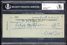 Babe Ruth Signed Personal Check (1937) (Graded BAS 9)