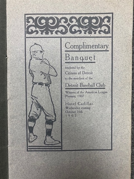Spectacular 1907 Detroit Tigers AL Championship Banquet Program