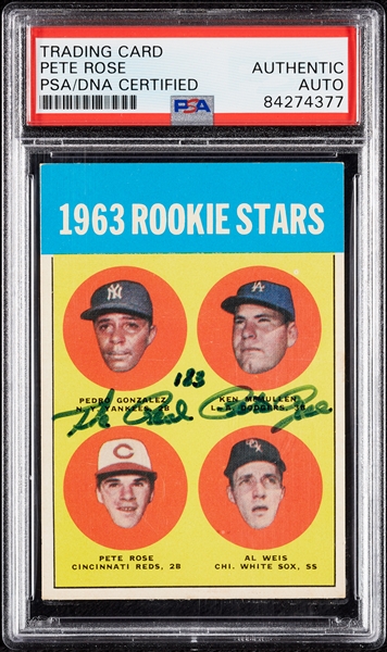 Pete Rose Signed 1963 Topps Reprint The Real Pete Rose (PSA/DNA)