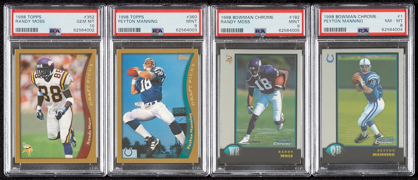 1998 Topps and Bowman Chrome High-Grade Football Sets, PSA-Graded Moss and Manning Rookies (2)