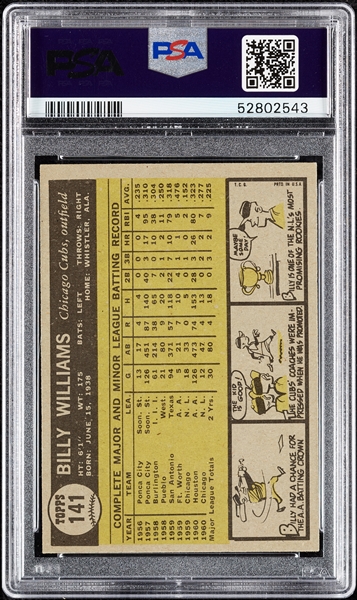 1961 Topps Billy Williams RC No. 141 PSA 6