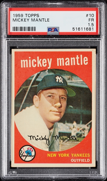 1959 Topps Mickey Mantle No. 10 PSA 1.5
