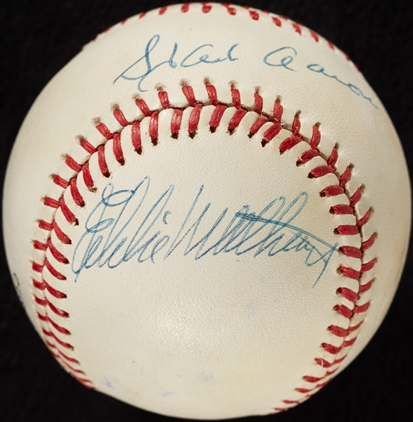 Hank Aaron & Eddie Mathews Signed ONL Baseball (BAS)