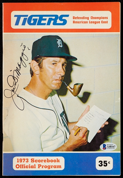 Joe DiMaggio Signed 1973 Detroit Tigers Program (BAS)