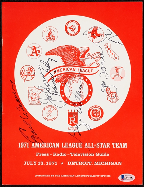 1971 MLB AL All-Star Press Guide Signed by Cronin, Giles, Torre, Weaver & Anderson (BAS)