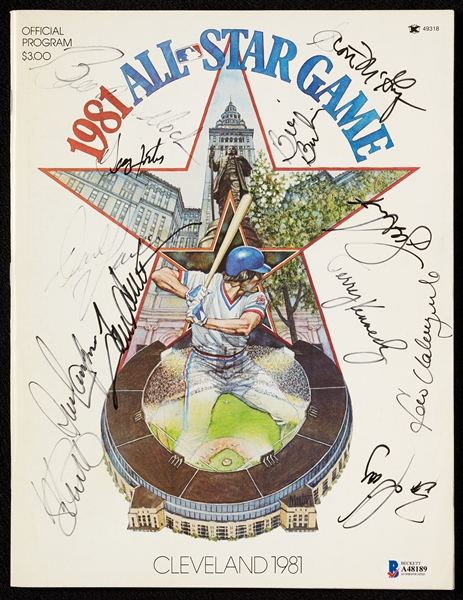1981 All-Star Game Program Signed by Schmidt, Seaver, Diaz, Valenzuela & Others (BAS)